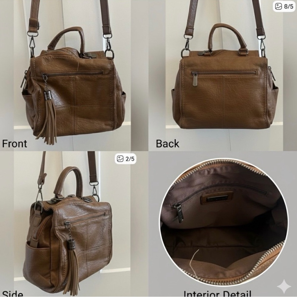 Brown Leather crossover purse